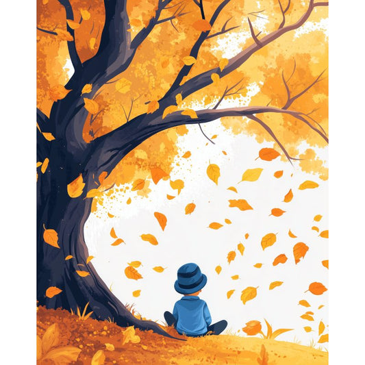 Malen nach Zahlen - Malen nach Zahlen - Junge unter dem Herbstbaum
