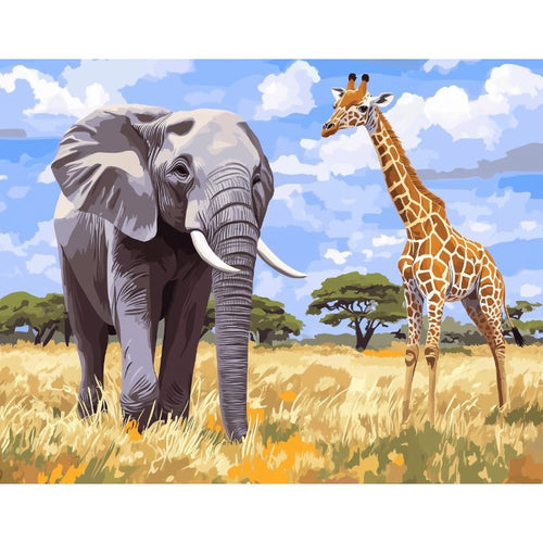 Malen nach Zahlen - Malen nach Zahlen - Elefant und Giraffe