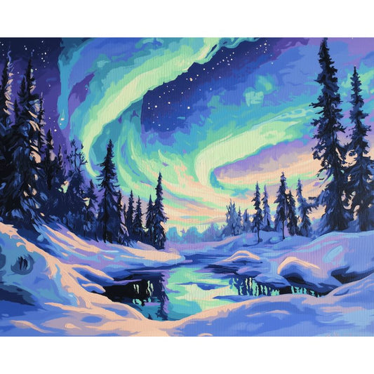 Malen nach Zahlen - Malen nach Zahlen - Nordlichter in Lappland