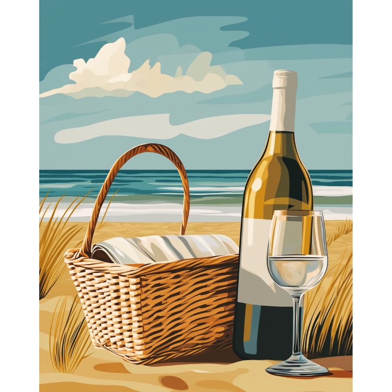 Malen nach Zahlen   Malen nach Zahlen   Wein am Strand