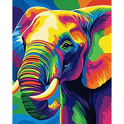 Malen nach Zahlen - Abstrakter bunter Elefant