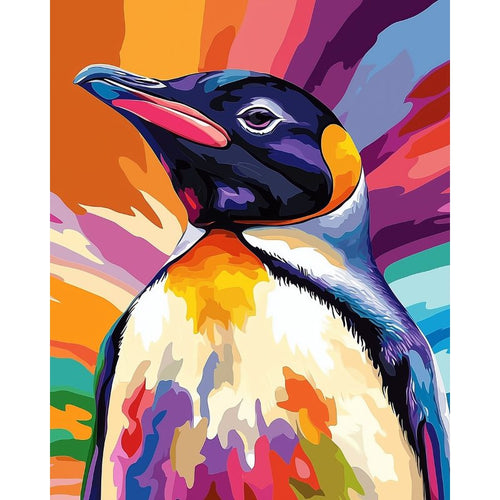 Malen nach Zahlen - Malen nach Zahlen - Abstrakter bunter Pinguin