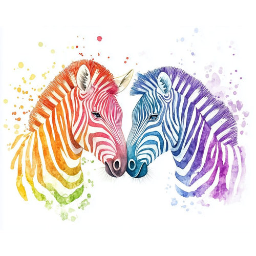 Malen nach Zahlen - Buntes Zebrapaar