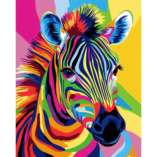 Malen nach Zahlen - Abstraktes buntes Zebra