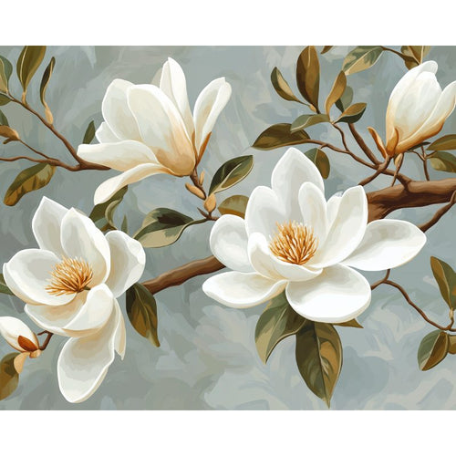 Malen nach Zahlen - Malen nach Zahlen - Weiße Magnolienblüten