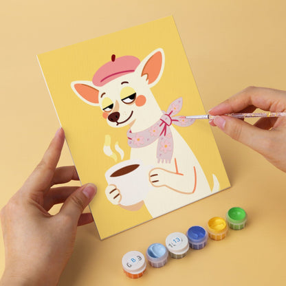 6 Mini-Gemälde auf Holzplatte – Schicke Hunde Set