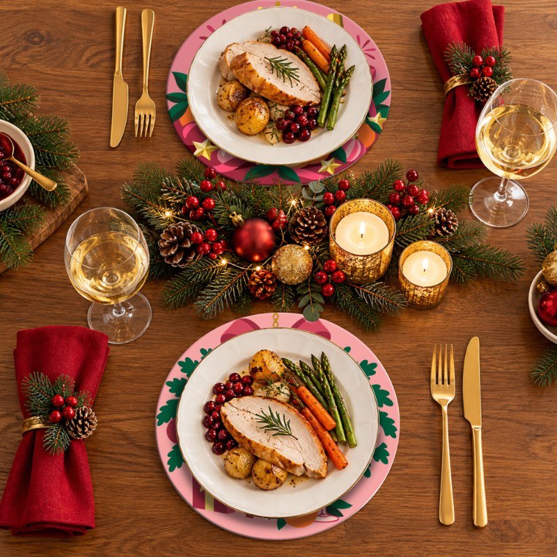 Malen nach Zahlen Tischset – Weihnachten in Rosa