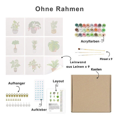 Malen nach Zahlen - 9 Mini Paintings ohne Rahmen