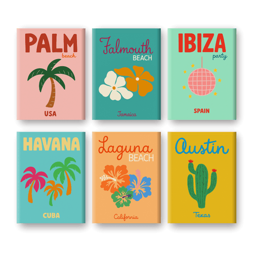 Malen nach Zahlen – 6 Mini-Gemälde | Strand & Sommer Set