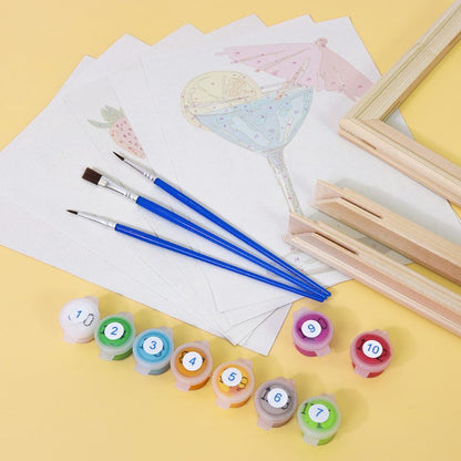 Malen nach Zahlen - 6 Mini-Gemälde | Sommer Cocktail-Set