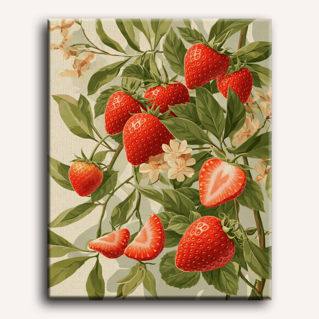Malen nach Zahlen - Blühende Erdbeeren