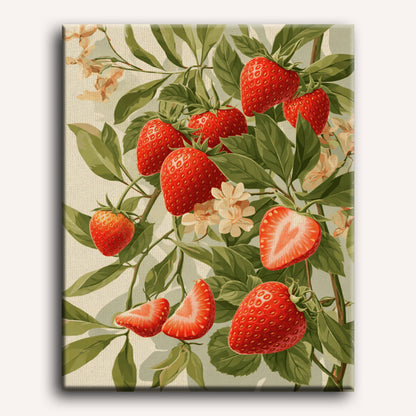 Malen nach Zahlen - Blühende Erdbeeren