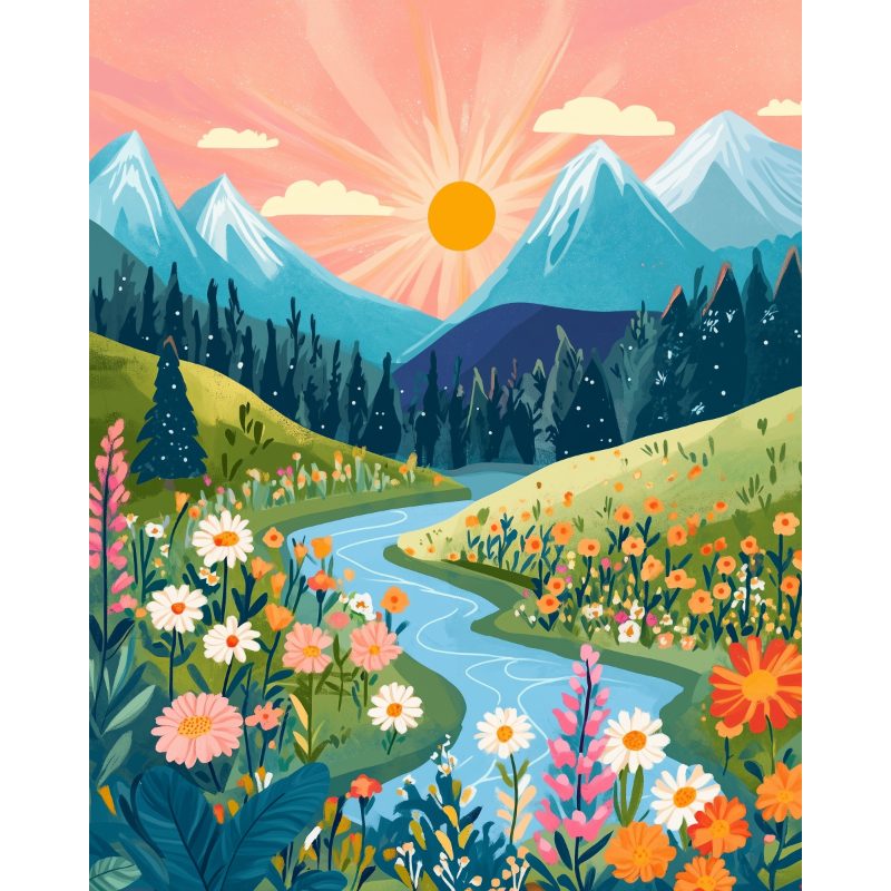 Malen nach Zahlen   Bunte Landschaft