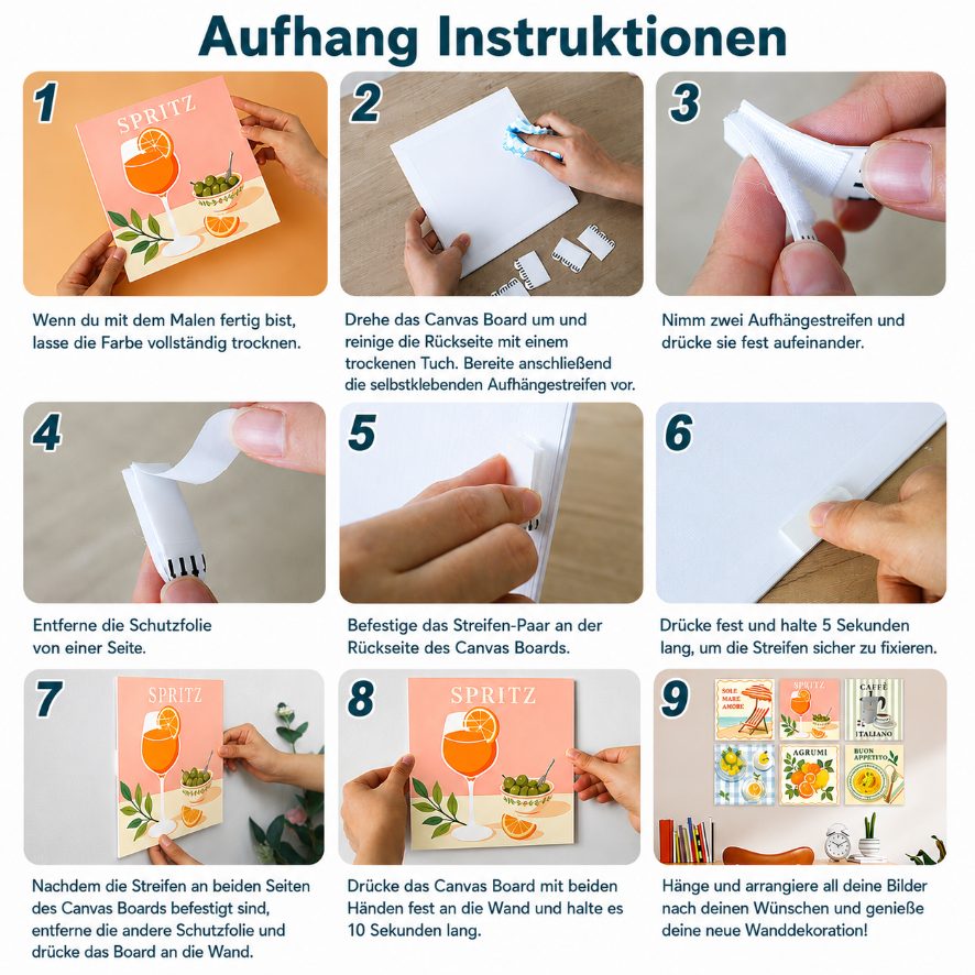 6 Mini-Gemälde auf Holzplatte – Katzen zwischen Pflanzen Set