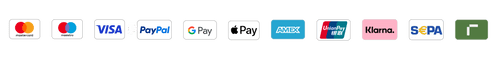 Accepted Payment Methods. Paypal, Amazon Pay, Rechnung, Sofort, MasterCard, Visa