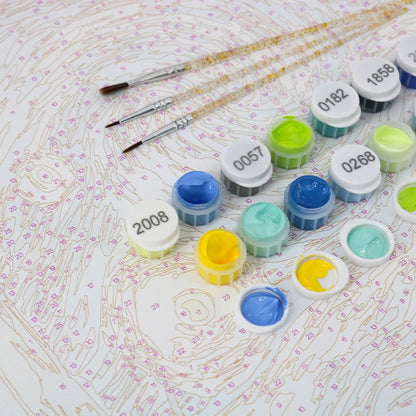Malen nach Zahlen - Eingeschneiter Express