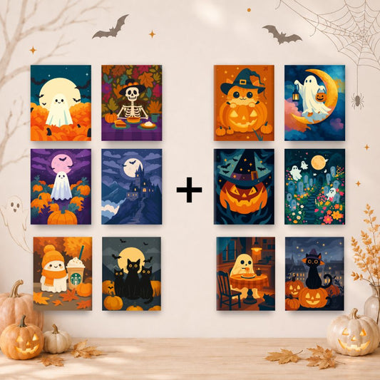 12 Mini Paintings | Halloween Bundle - Malen nach Zahlen