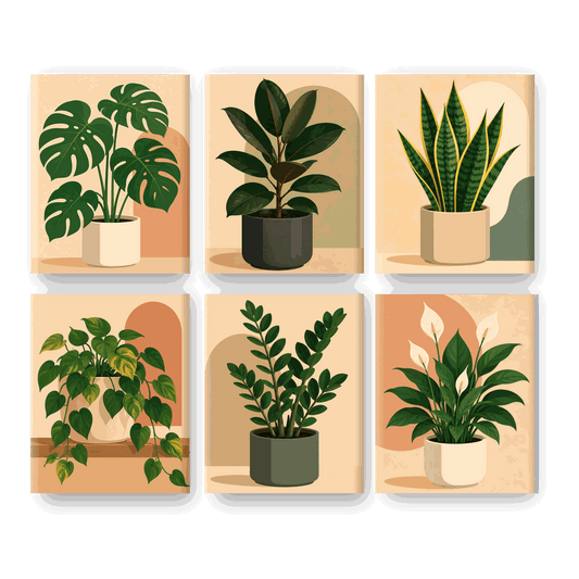 6 Mini-Gemälde | Monstera Set - Malen nach Zahlen