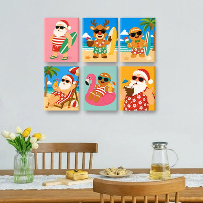 6 Mini-Gemälde | Weihnachten am Strand Set