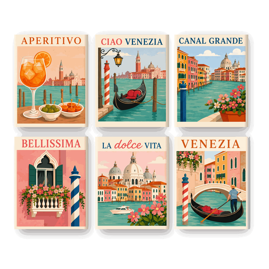 6 Mini-Gemälde | Dolce Venezia Set - Malen nach Zahlen