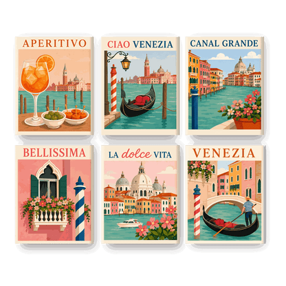 6 Mini-Gemälde | Dolce Venezia Set - Malen nach Zahlen