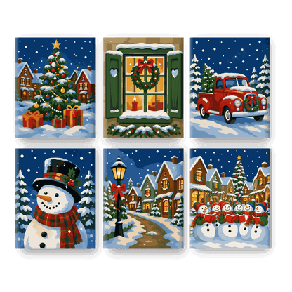 6 Mini-Gemälde | Let it Snow Set - Malen nach Zahlen