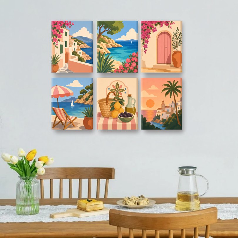 6 Mini-Gemälde | Mallorca-Auszeit Set