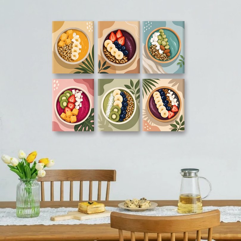 6 Mini-Gemälde | Regenbogen-Schalen Set