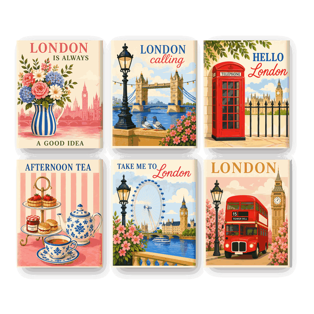 6 Mini-Gemälde | Take Me to London Set - Malen nach Zahlen