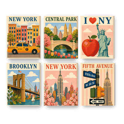 6 Mini-Gemälde | The Big Apple Set - Malen nach Zahlen