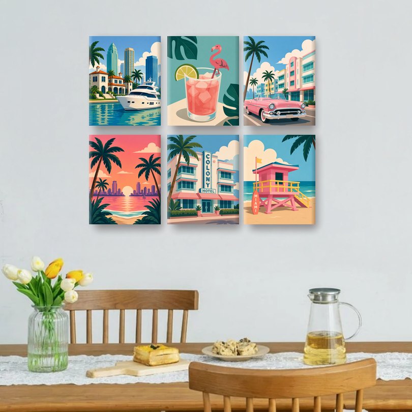 6 Mini-Gemälde | Welcome to Miami Set