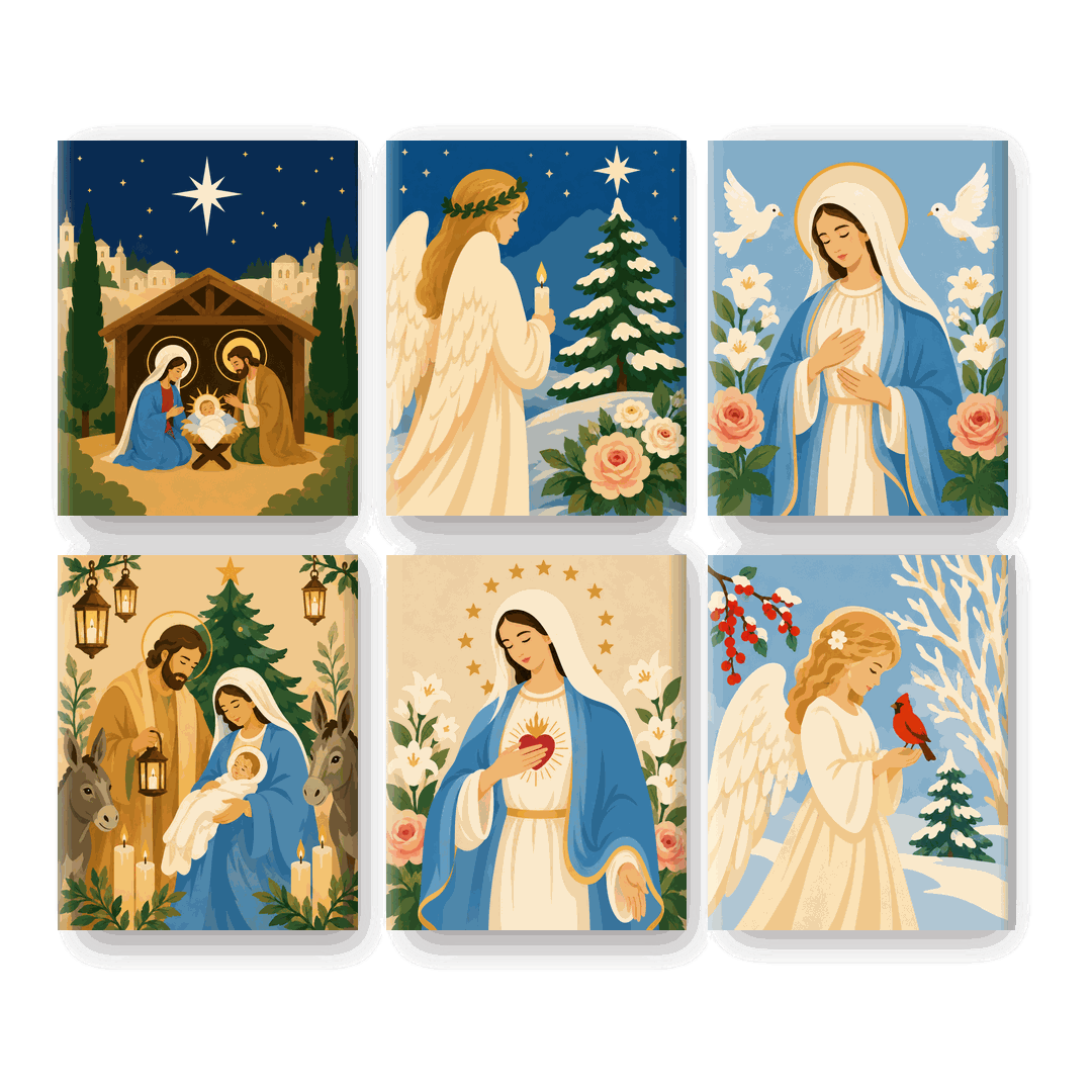 6 Mini-Gemälde | Weihnachtliche Gnade Set - Malen nach Zahlen