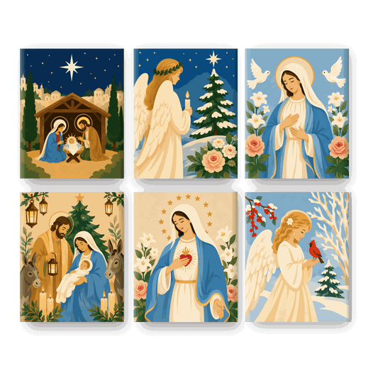6 Mini-Gemälde | Weihnachtliche Gnade Set - Malen nach Zahlen