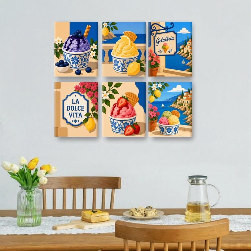 6 Mini-Gemälde | Gelato-Auszeit Set