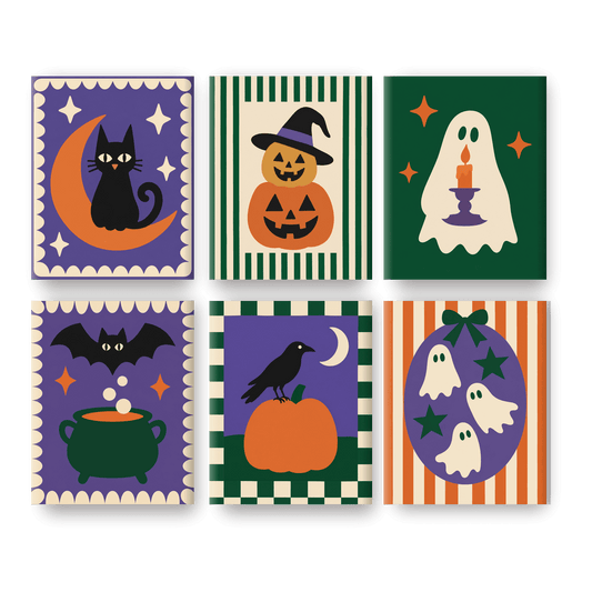 6 Mini-Gemälde | Halloween-Volkskunst Set - Malen nach Zahlen