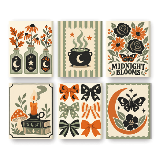 6 Mini-Gemälde | Botanisches Zauberbuch Set - Malen nach Zahlen