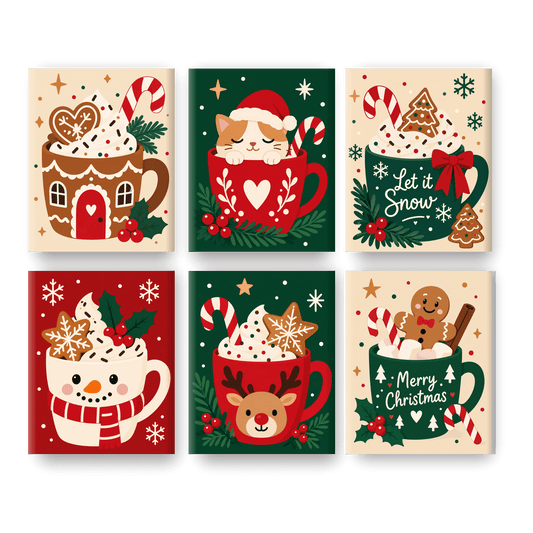 6 Mini-Gemälde | Festliche Drinks Set - Malen nach Zahlen
