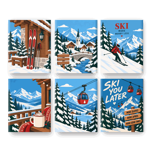 6 Mini-Gemälde | Winter-Chalet Set