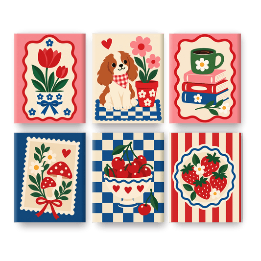 6 Mini-Gemälde | Süße Briefmarkenkunst Set