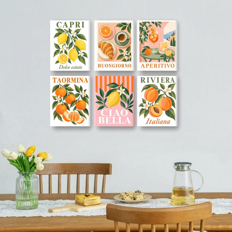 6 Mini-Gemälde | Capri-Zitronen Set