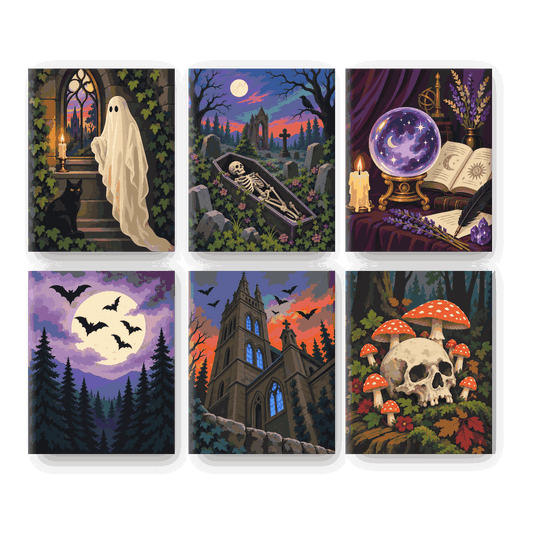 6 Mini-Gemälde | Gothic nach Einbruch der Nacht Set