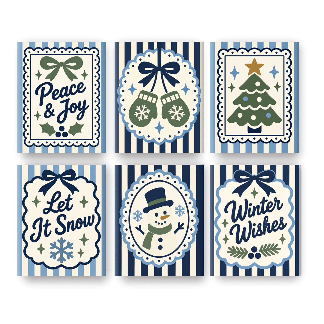 6 Mini-Gemälde | Winterwünsche Set