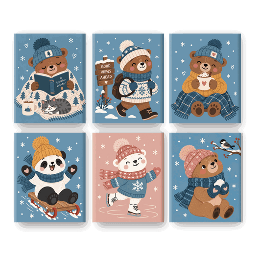6 Mini-Gemälde | Ein stillerer Winter Set