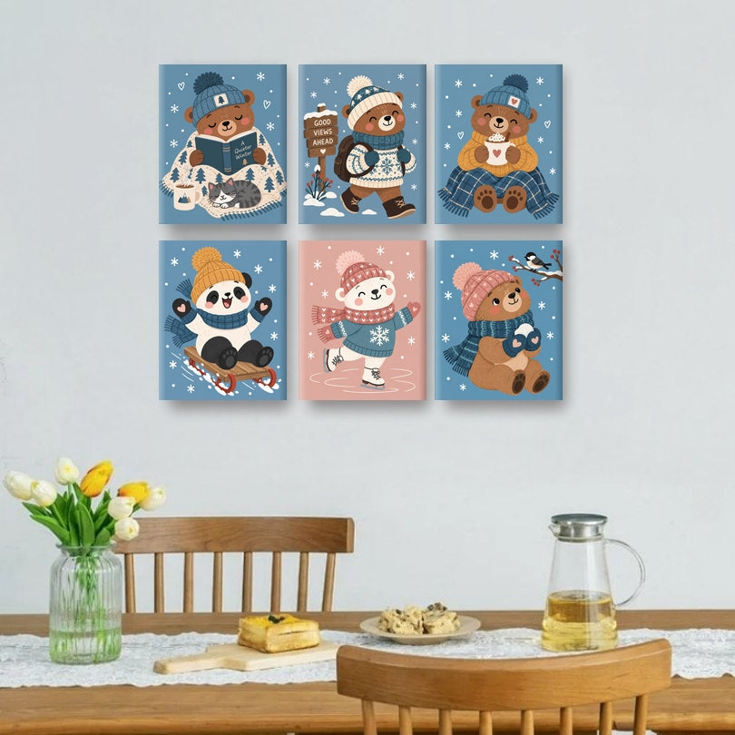 6 Mini-Gemälde | Ein stillerer Winter Set