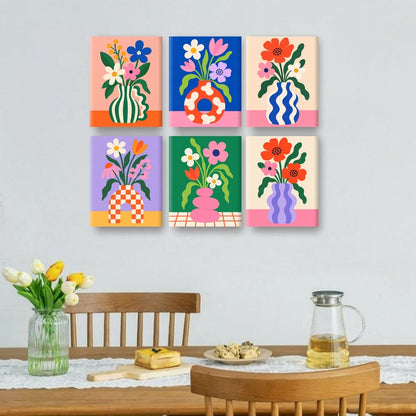 6 Mini-Gemälde | Kräftige Blüten Set