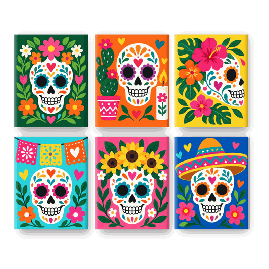 6 Mini-Gemälde | Calavera-Karneval Set