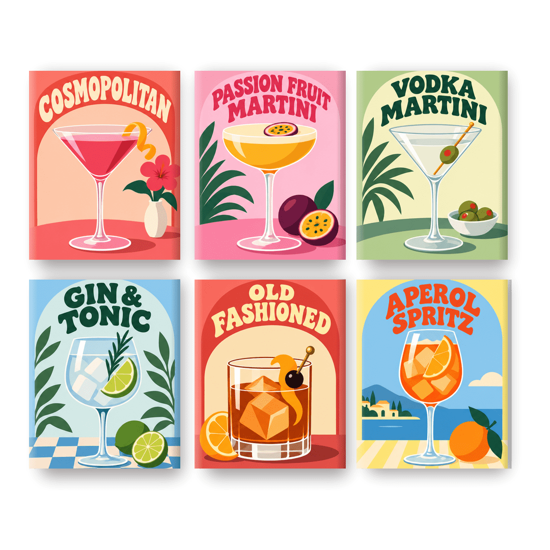 6 Mini-Gemälde | Groovy Cheers Set