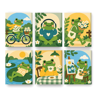 6 Mini-Gemälde | Hüpfiges kleines Leben Set