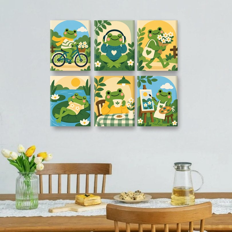 6 Mini-Gemälde | Hüpfiges kleines Leben Set