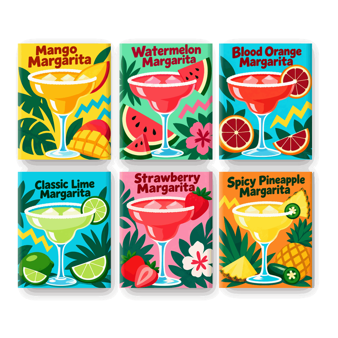 6 Mini-Gemälde | Margarita-Fiesta Set
